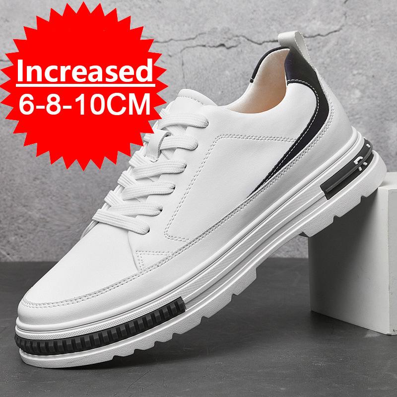 New Men Elevator Shoes Height Increase 8cm 10cm Luxury Brand Sneaker Genuine Leather Men Hidden Heels Fashion Flats Casual Shoes