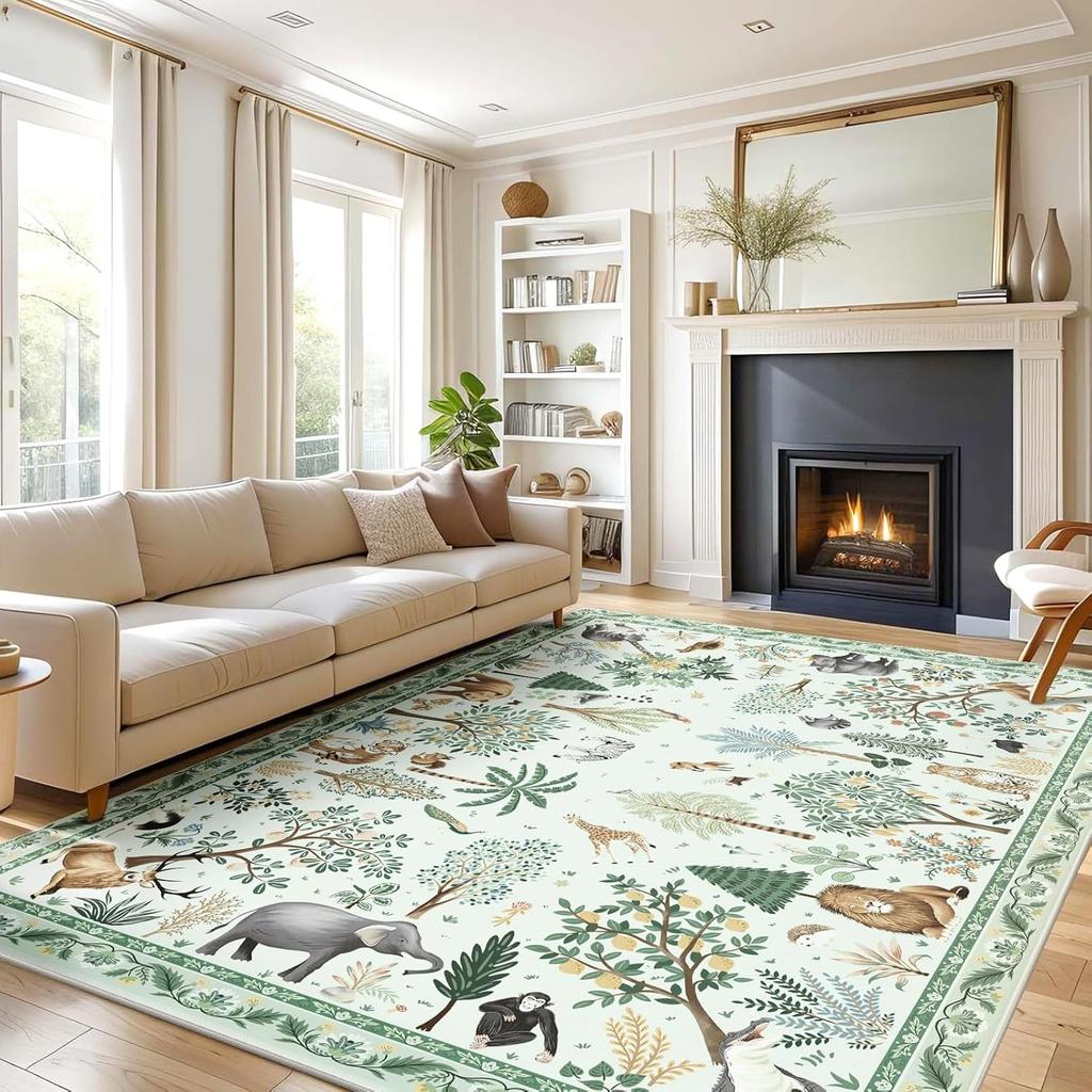 Ковер для гостиной Ковры с лесными животными Большой Машинная стирка Нескользящий коврик для пола Домашний декор Ковер для спальни Прикроватные коврики
