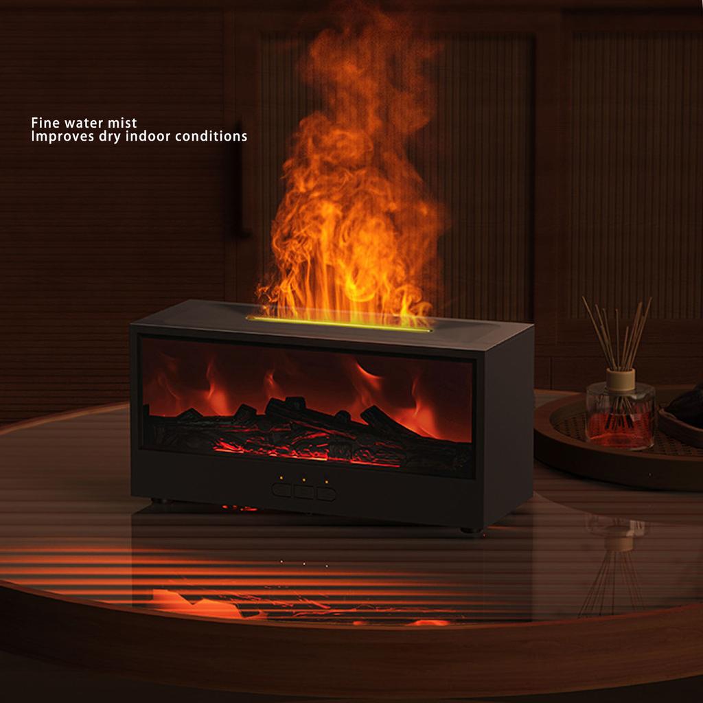 3D Камин с пламенем Диффузор для эфирных масел 150 мл Цветная подсветка пламени USB Тихий аромадиффузор Увлажнитель с таймером и пультом для спальни
