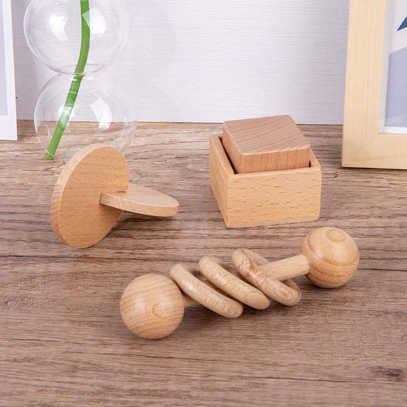 Montessori Enlightenment Early Education Toys For Infants And Toddlers Babies Can Chew Wooden Hand Rattles To Soothe And Grasp Educational Toys