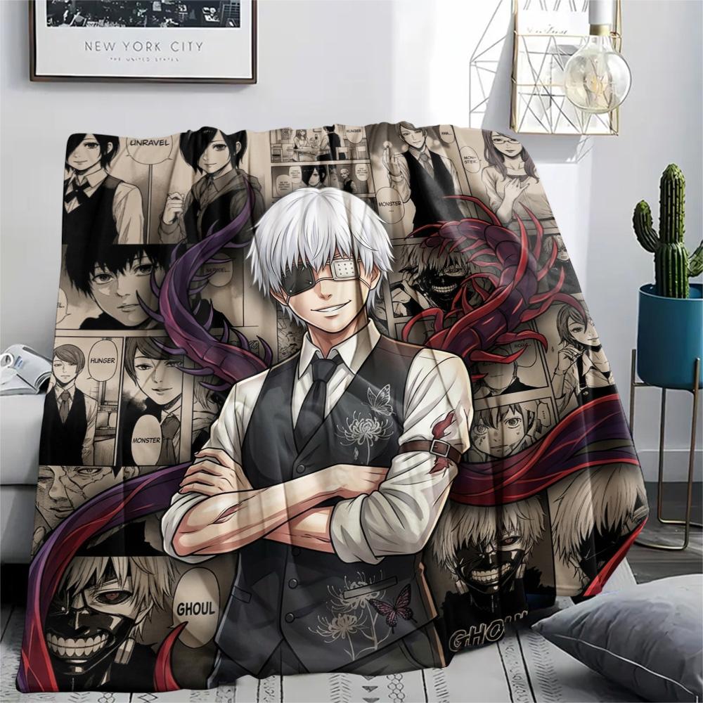 1PC Tokyo Ghoul Patterned Flannel Blanket Suitable For All Seasons For Home Decor Warmth And Comfort Gifts Holiday Present