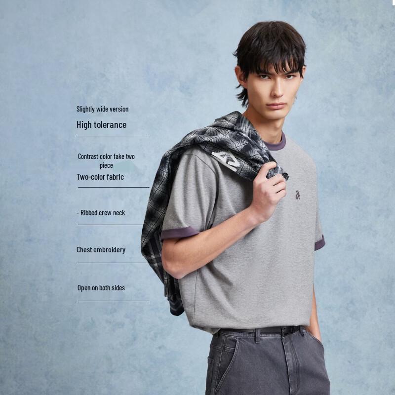Jack&Jones Мужская футболка с коротким рукавом, свободного кроя, имитация двух предметов