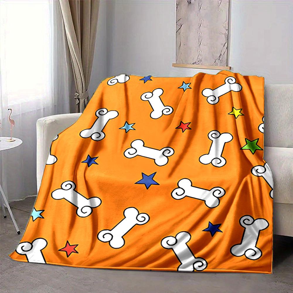1pc Dog Bone Stars Blanket, Lightweight Flannel Throw Blanket for Sofa, Bed, Travel, Camping, Living Room, Office, Couch, Chair, and Bed