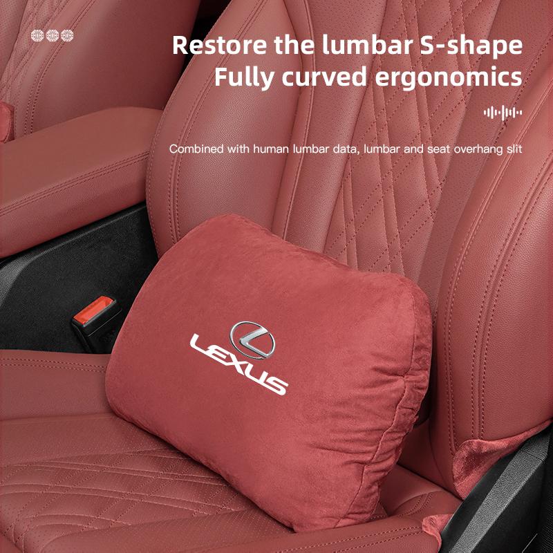 QDDY3 Luxury Suede Car Interior Seat Headrest Support Lumbar Pillow For Lexus F SPORT LBX NX RX 350h 450h ES UX 300e GS GX IS LS LX
