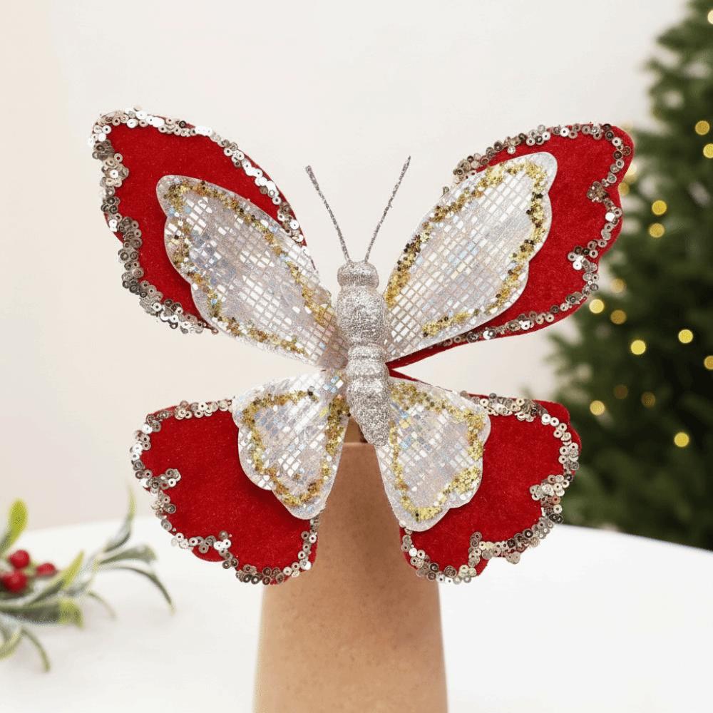Hand-Painted DIY Butterfly Hanging Decor 3D Glitter Christmas Tree Decoration Party