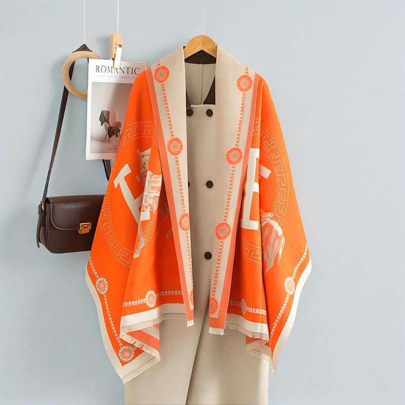 Luxury Double-Sided Women's Scarf: Thick Imitation Cashmere Shawl & Neck Warmer for Autumn/Winter
