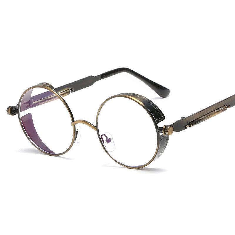 Винтажные круглые солнцезащитные очки в стиле стимпанк с зеркальными линзами и металлической оправой