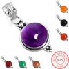 Подвеска из стерлингового серебра 925 пробы, женская бижутерия с драгоценными камнями, подарок на Хэллоуин, янтарь, аметист, черный оникс, сердолик, гранат, кварц, зеленый оникс, золотой камень