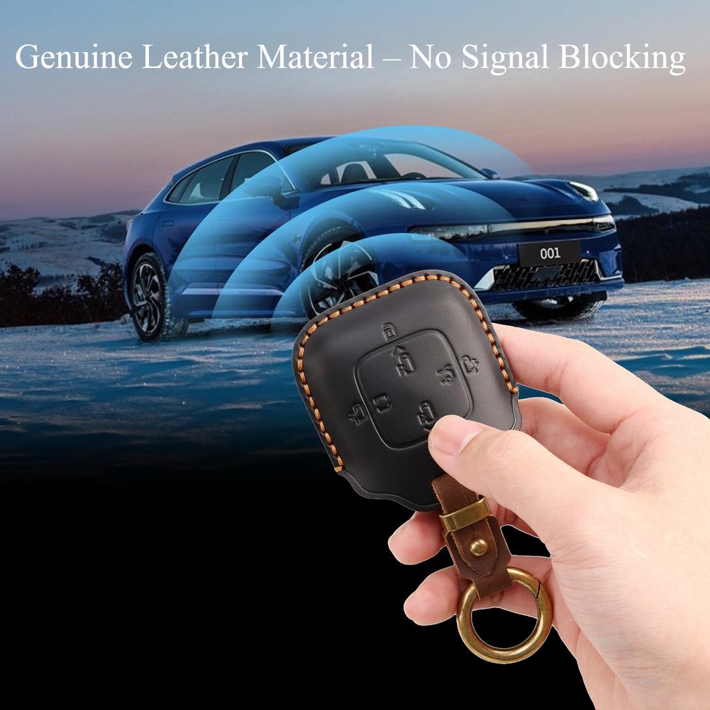 Leather Car Key Case Cover for Zeekr 001 X 7X 007 007GT 009 Car Remote Key Fob Shell Holder Keychain Accessories