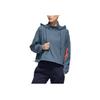 Adidas Logo Print Drawstring Hooded Jacket Women Jackets Blue GD4613