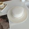 Retro new pearl French woolen top hat big brim autumn and winter socialite Hepburn black British hat flat top