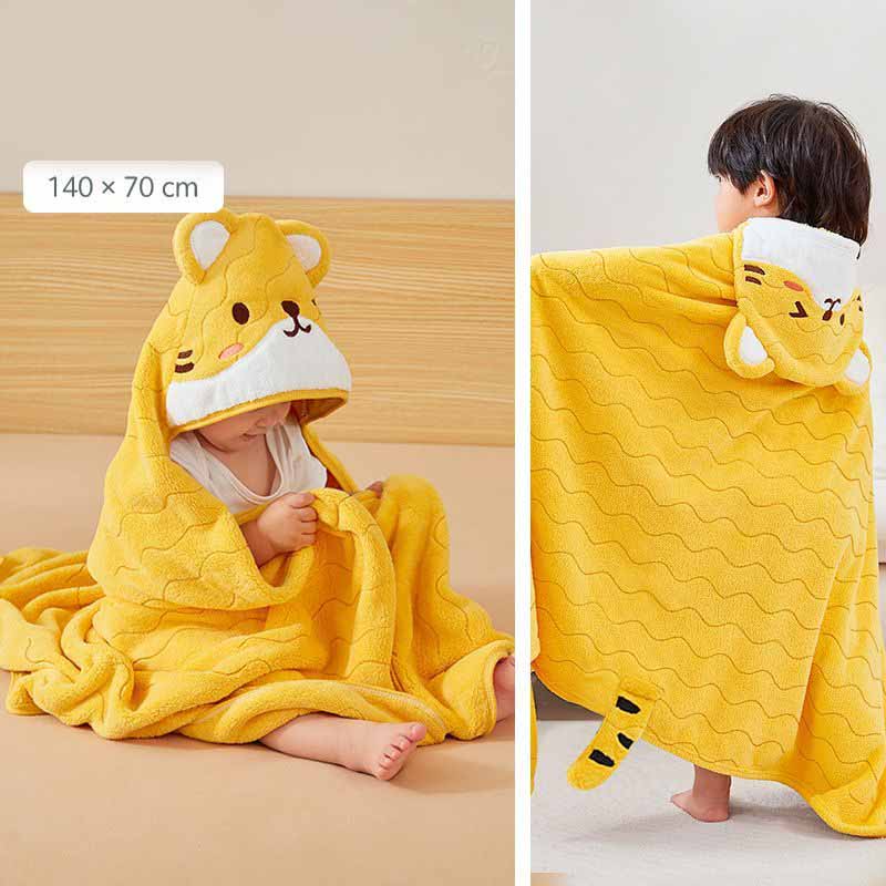 140x70cm Boy Girls Bath Towel Cape Quick Dry Pullover Thickened Absorbent Coral Fleece Children Bath Towel Cape