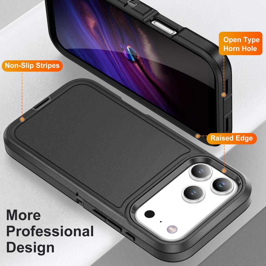 Ударопрочный Чехол-Броня Defender для iPhone 17 Air 13 12 14 15 16 Pro Max Plus Защита Камеры Ударопрочный Чехол с Подставкой