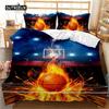 Duvet Cover Basketball Player Queen Bedding Set Microfiber Competitive Sports Game Comforter Cover for Kids Teen Bedroom Decor