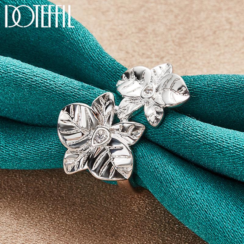 925 Sterling Silver Fashionable Flower Ring Fashionable Wedding Jewelry