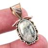 Natural Prehnite Gemstone 925 Solid Sterling Silver Two Tone Pendant 1.25'' B8d62