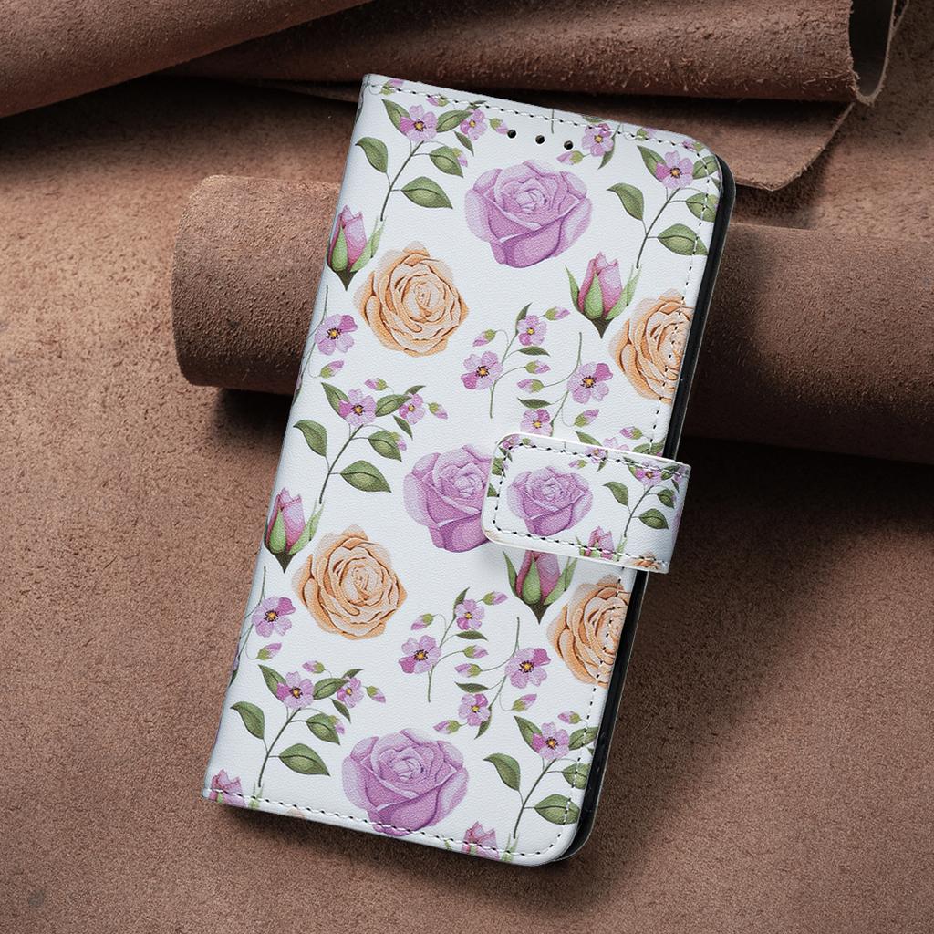 For Samsung Series Leather Cases Flower Butterfly Painted PU Protectiver Flip Cover with Card Holder Magnetic Closure Kickstand For Samsung Galaxy S25