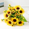 1 пучок искусственных цветов, реалистичный букет искусственных цветов, свадебный букет, 24 подсолнуха, домашний декор, шелковый подсолнух