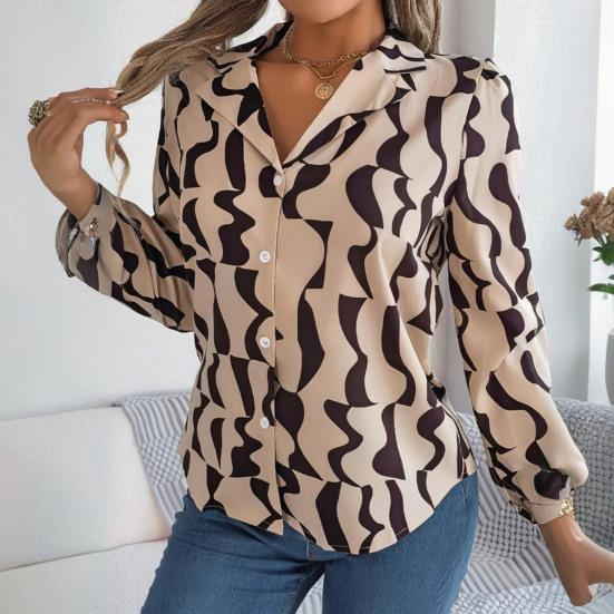 Women's Button Down Shirt Casual Long Sleeve Lapel Top Loose Printed Streetwear Clothing for Work Party Vacation Travel