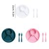 4-Compartment Round Plastic Dinner Plate With Fork Spoon Microwave Safe Fruit Salad Plates Dish For Women Control Diet