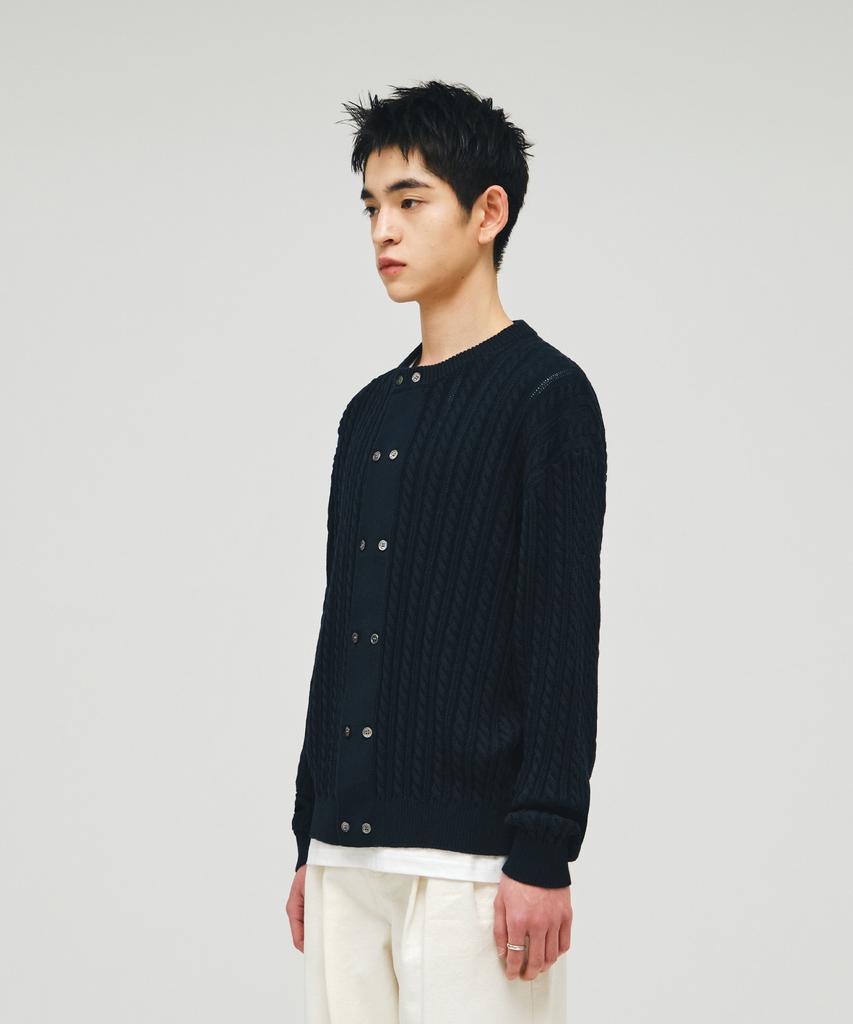 ECORR Cotton Cable Two-Button Cardigan_Navy