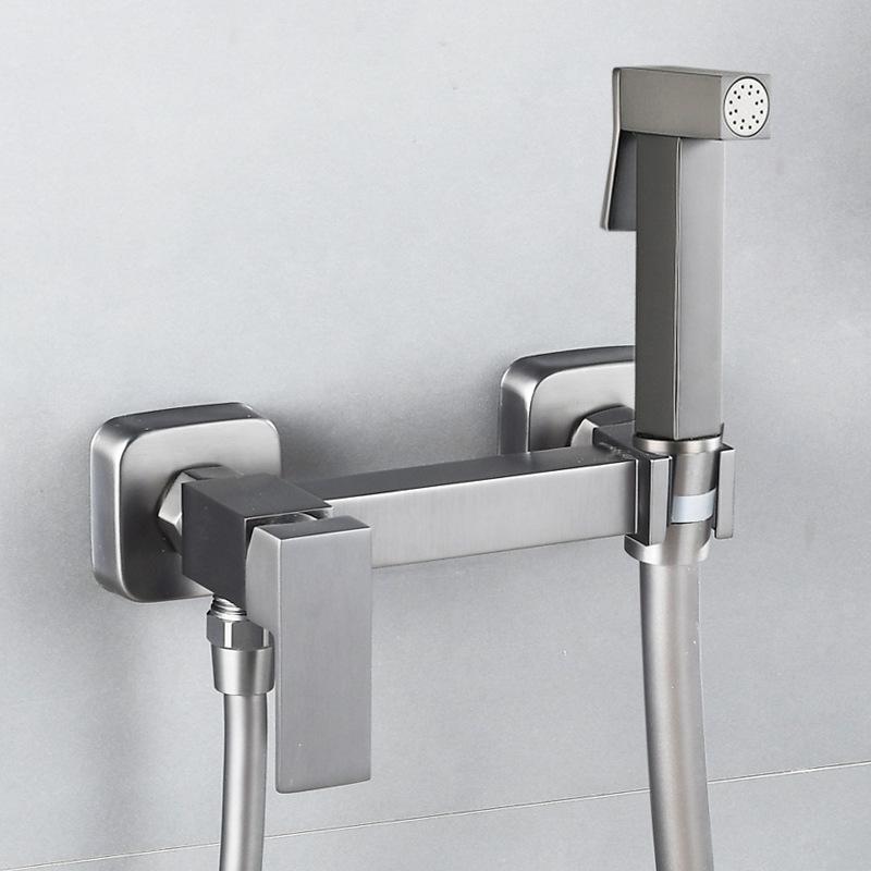 Bidet Faucet Set Black Wall Mounted Hot Cold Bidet faucet High Pressure toilet gun Brass Bathroom Square Gold Chrome Shower Tap