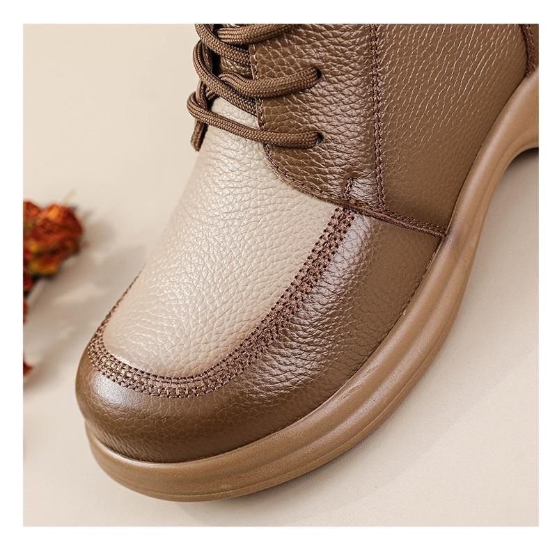 2025 г. Ботинки из натуральной коровьей кожи, женские оксфорды с меховой подкладкой, женские зимние короткие плюшевые ботильоны на шнуровке, водонепроницаемые зимние ботинки
