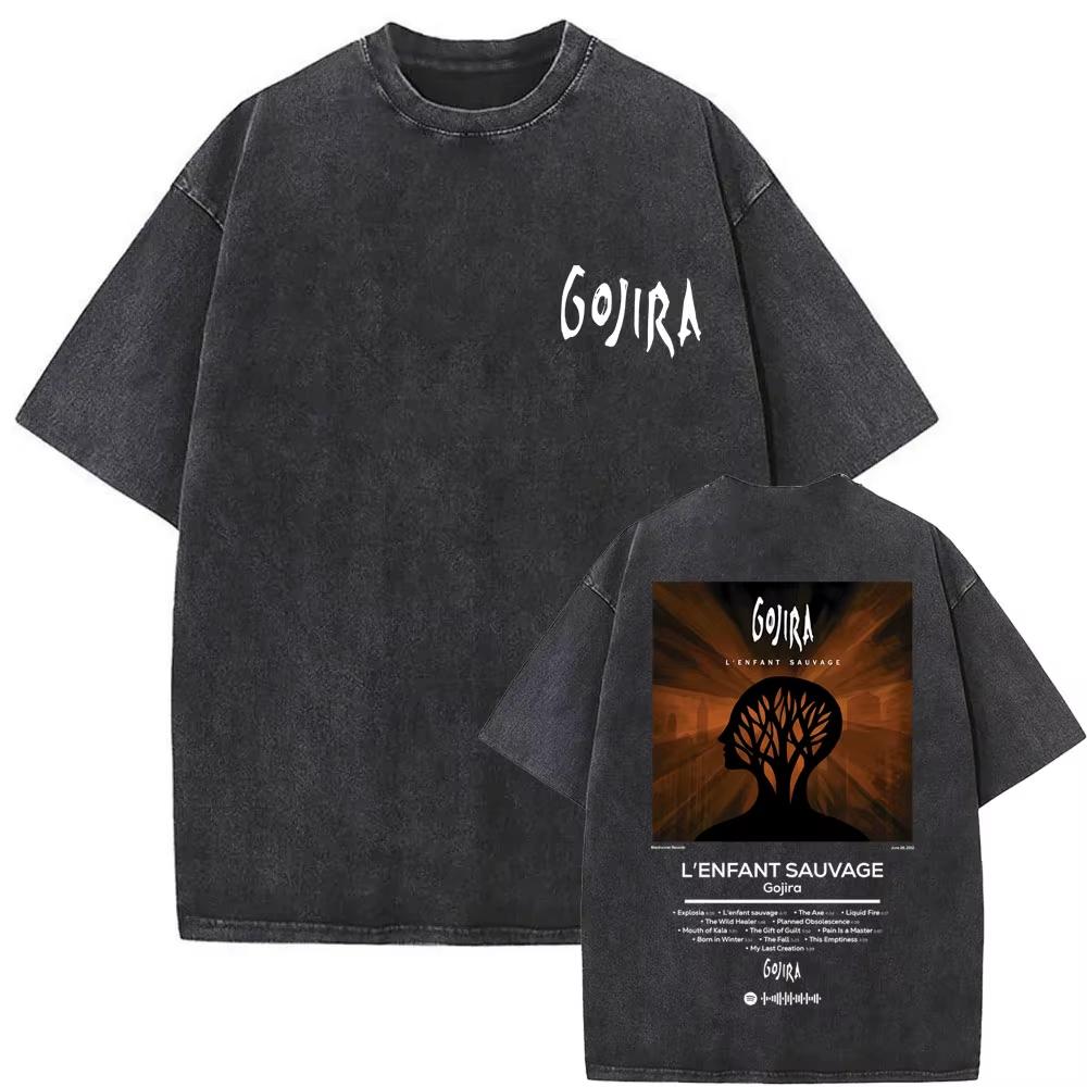 Летняя мода 2026 Модная футболка Стираная Винтажная Метал-группа Gojira Футболка От Марса до Сириуса Летающие киты Змея Графические футболки