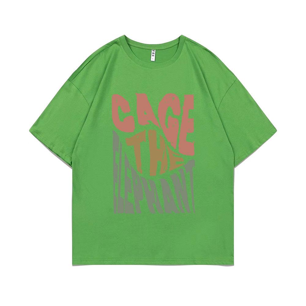 Limited Cage The Elephant Pritn Tshirt Short Sleeve Men Women Fashion Casual Oversized T-shirts Tops Men's Hip Hop Streetwear