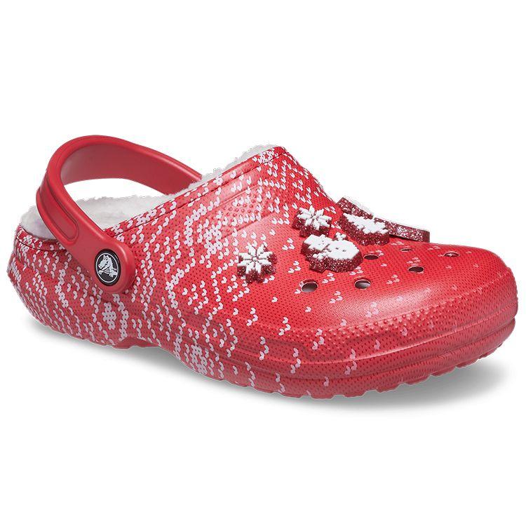 Crocs Классические сабо на подкладке Holiday Charm - Красные Унисекс Кроссовки Белые 207687-646