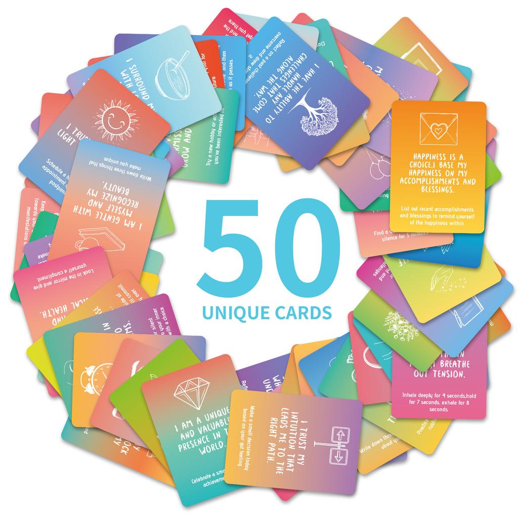 50 Self-Motivation Text Interactive Cards Color Mood Positive Energy Quotes Inspirational Cards