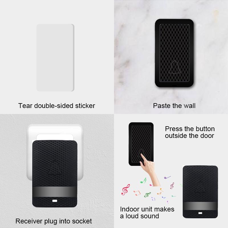 28 Chimes 3 Volumes Wireless Doorbell LED Flash Waterproof Door Bell For Sale