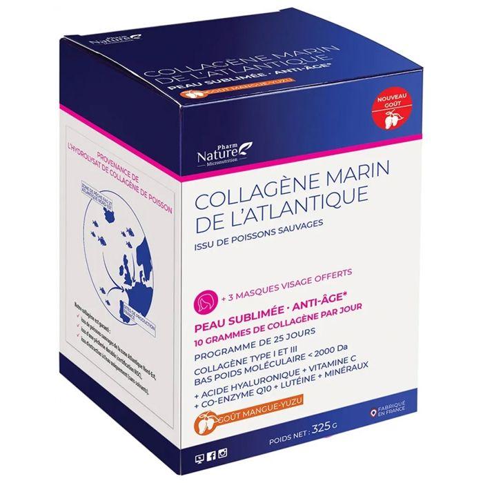 Pharm Nature Collagène Marin de L'Atlantique Peau Sublimée Anti-Âge Goût mangue yuzu 325 g