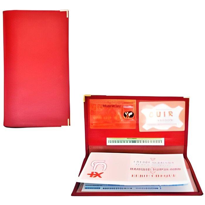 Porte chéquier - Pacey - Rouge - Cuir de vachette - 2 emplacements CB - Mixte