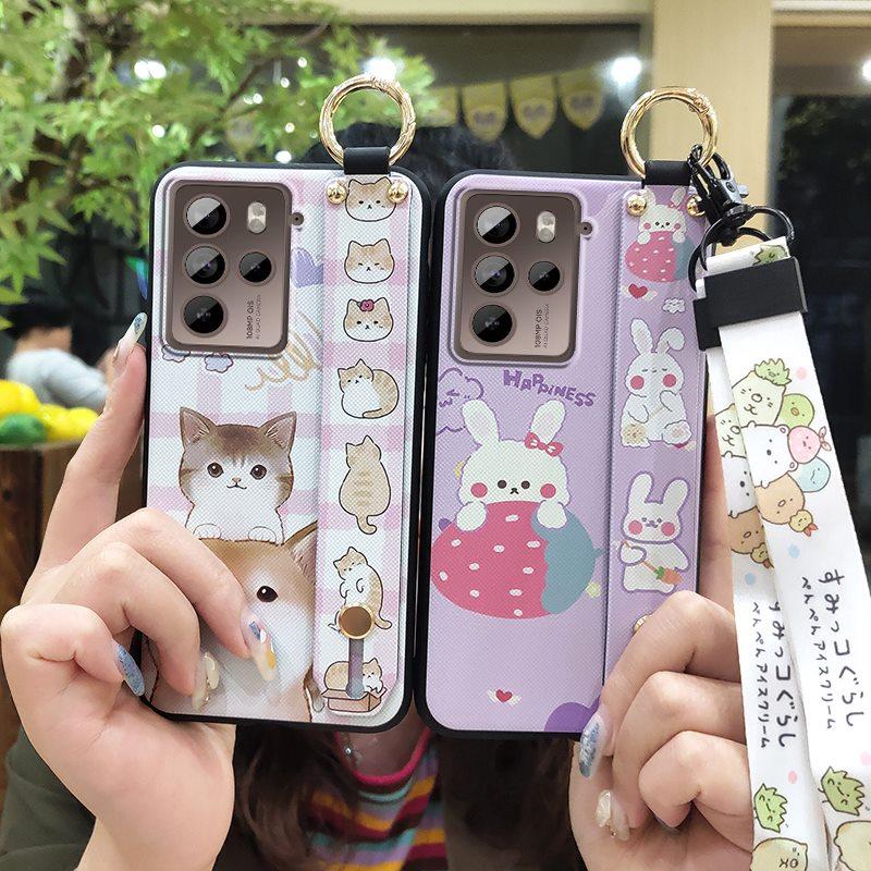 Anti-knock Wristband Phone Case For HTC U23 Pro/U23 Back Cover Anti-dust Phone Holder Cartoon Wrist Strap Dirt-resistant