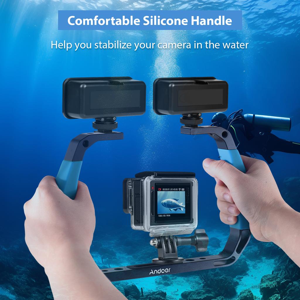 Andoer Sports Camera Underwater Diving Rig Handheld Stabilizer for Action Camera Cage Dive Rig with Cold Shoe Mounts