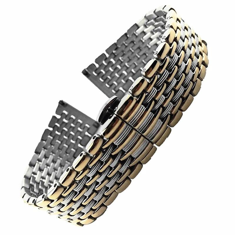 12/13/14/16/18/20/22mm Butterfly Buckle Watch Band Strap Stainless Steel Watchband Bracelet Women Men With Tool Pins Replace