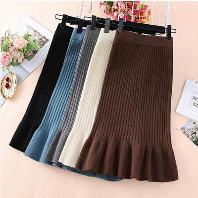 Женская трикотажная юбка-русалка, осень-зима, эластичная трикотажная облегающая юбка с высокой талией, женская юбка-карандаш