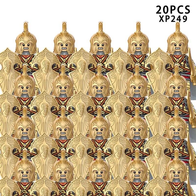 MOC средневековые военные армейские строительные блоки, римский солдат, меч, фигурки, рыцари, щит, оружие, аксессуары, кирпичи, игрушки