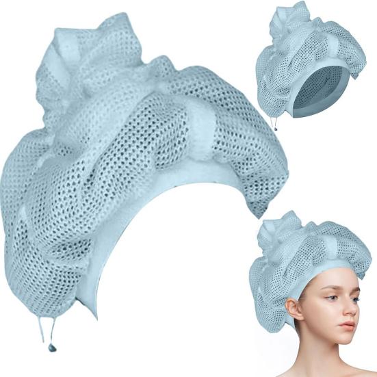 Сетчатая шапка для сушки вьющихся волос с регулируемым шнурком, мягкая впитывающая женская сетка для длинных густых вьющихся волос, быстросохнущая сетка для душа, шлепающаяся шапочка