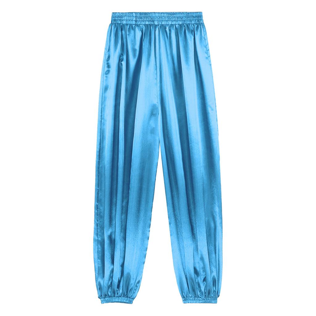 Брюки-шаровары для танца живота, повседневные, свободные, однотонные, атласные, брюки, индийский/арабский костюм на Хэллоуин, свободные брюки, шаровары