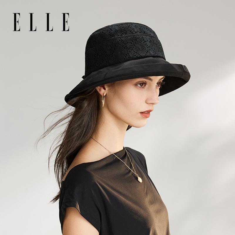 ELLE 100% mulberry silk real silk hat for children's summer sun protection and UV protection, lace large brimmed fisherman hat
