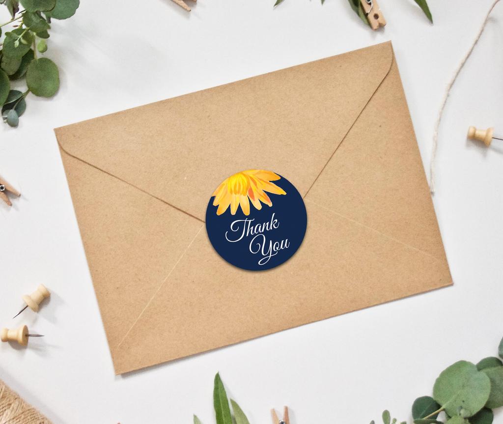 Дорогой сувенир 45 шт. цветок астры черный спасибо наклейки круглый конверт печать-1.6