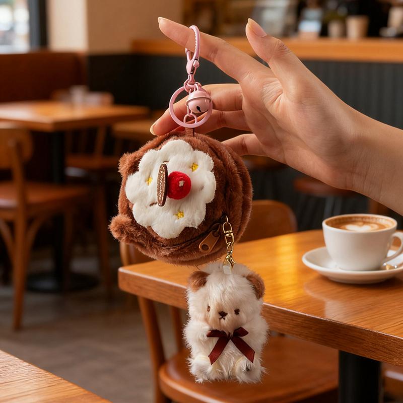1Pc 12CM Kawaii Bear Holding Bread Plushie Toy Lovely Cake Nest Contain Plush Bear Rabbit Cat Dog Plush Pendant Toy Cute Gifts
