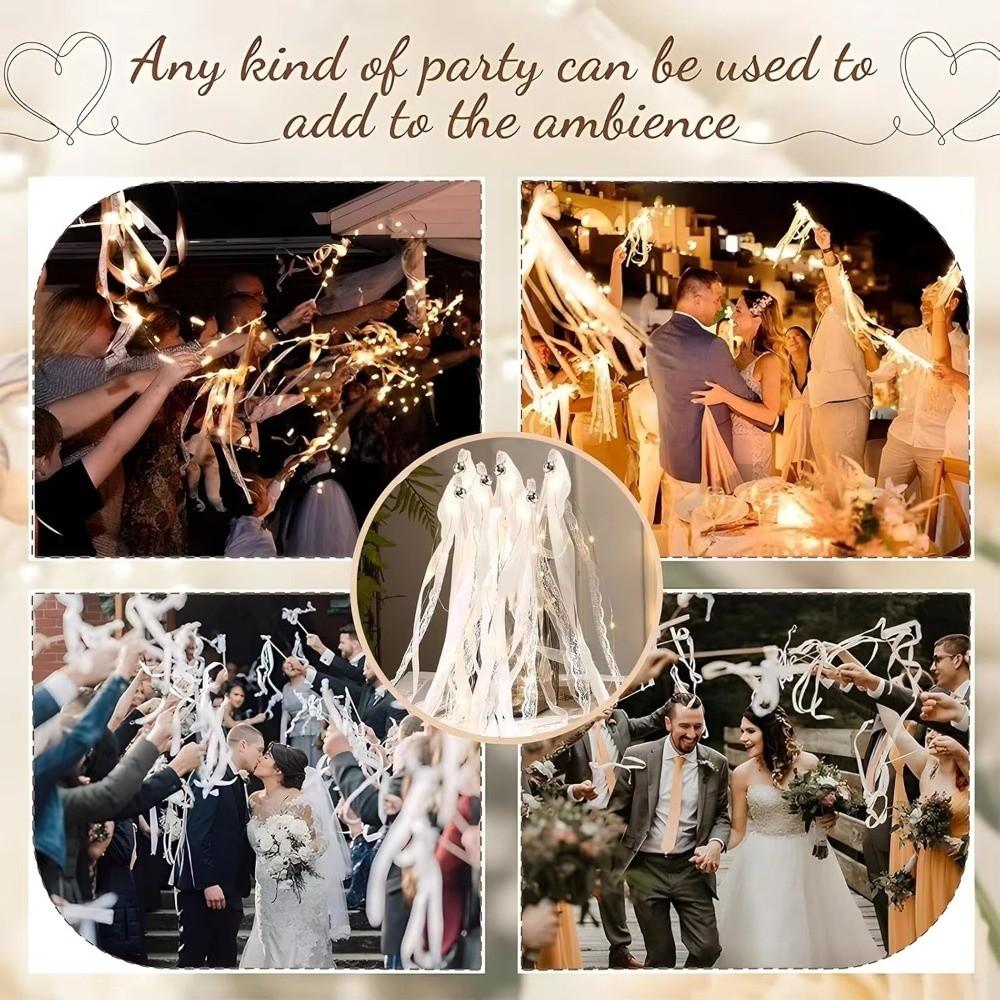5PCS Lace Streamers Wedding Ribbon Glow Wands String Light Ribbon Hand Sticks Outdoor Lawn