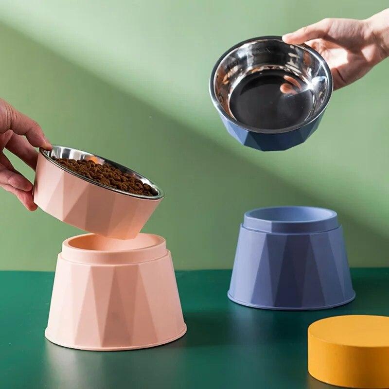 Stainless Steel Kitten Bowl High Foot Dog Bowl Neck Protector Cat Pet Food Water Bowl Pet Feeding Cup Pet Feeder Bowl