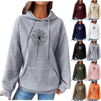 Женские толстовки с длинным рукавом, повседневные толстовки с капюшоном и шнурком с принтом для женщин, пуловер с карманами