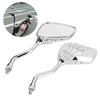 2pcs Motorcycle Chromed Rearview Mirrors 8mm 10mm Thread Skeleton Skull Hand  Handlebar Reflector