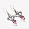 Pink Kunzite Gemstone Handmade 925 Silver Plated Jewelry Earring 1.89"