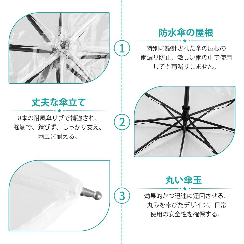 Transparent Folding Lightweight Folding 8 Manual Folding Umbrella, Tri-fold Umbrella, Umbrella, Compact, Umbrella, Ribs, Stylish, Rain, Daily, Work,